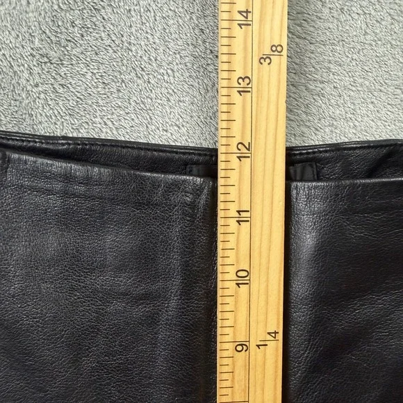 Dana Buchman Leather Pants Women 10 Black  Lambskin Straight Leg High Rise - Picture 7 of 7